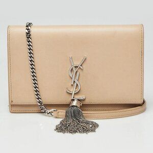 Yves Saint Laurent Beige Smooth Leather Kate Tassel Wallet on Chain Bag